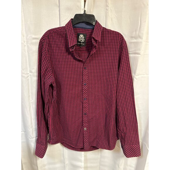 English Laundry Men's Large Cotton Red & Black Checkered Shirt - Picture 1 of 5
